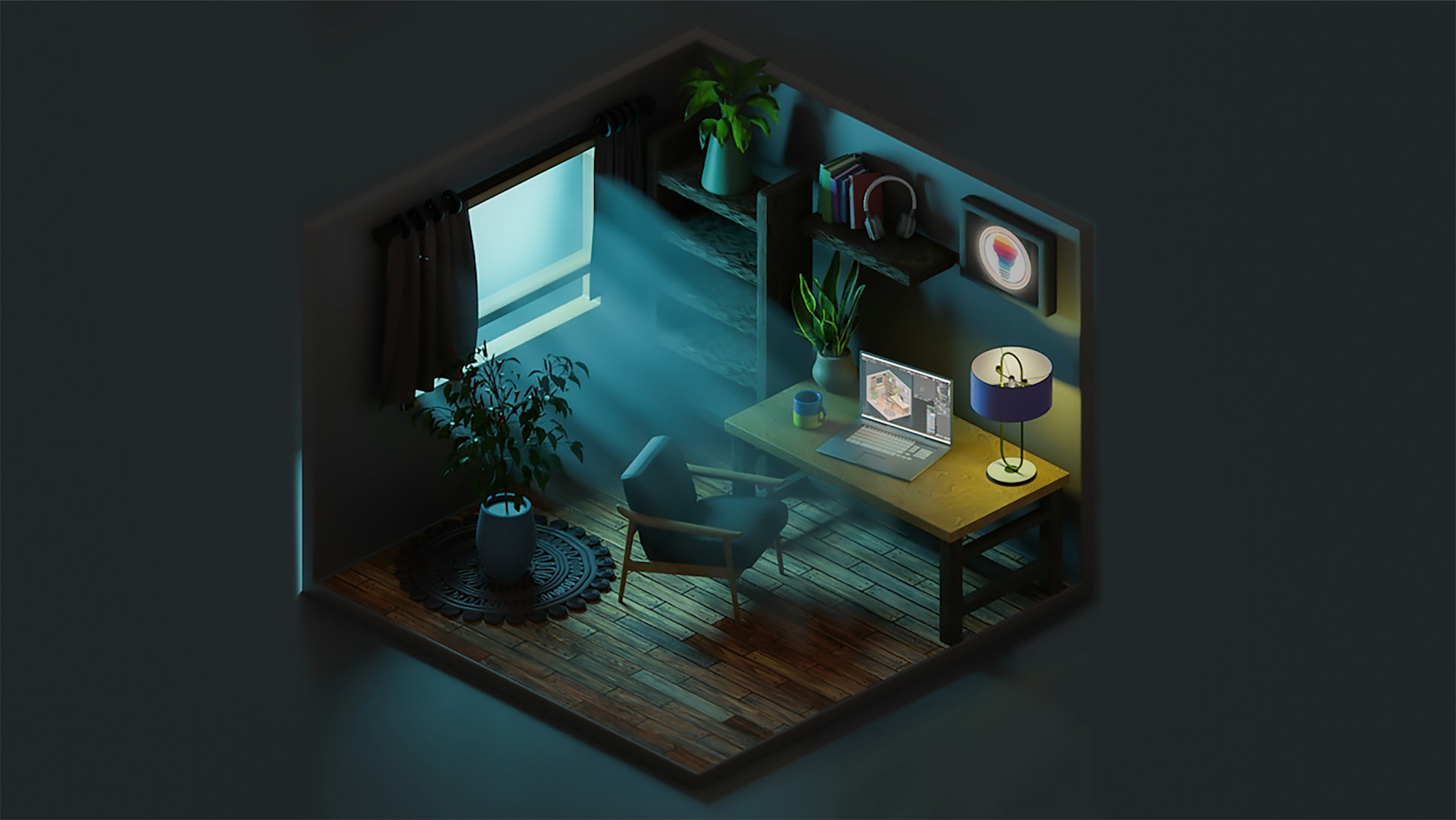 Detailed 3D office visualization