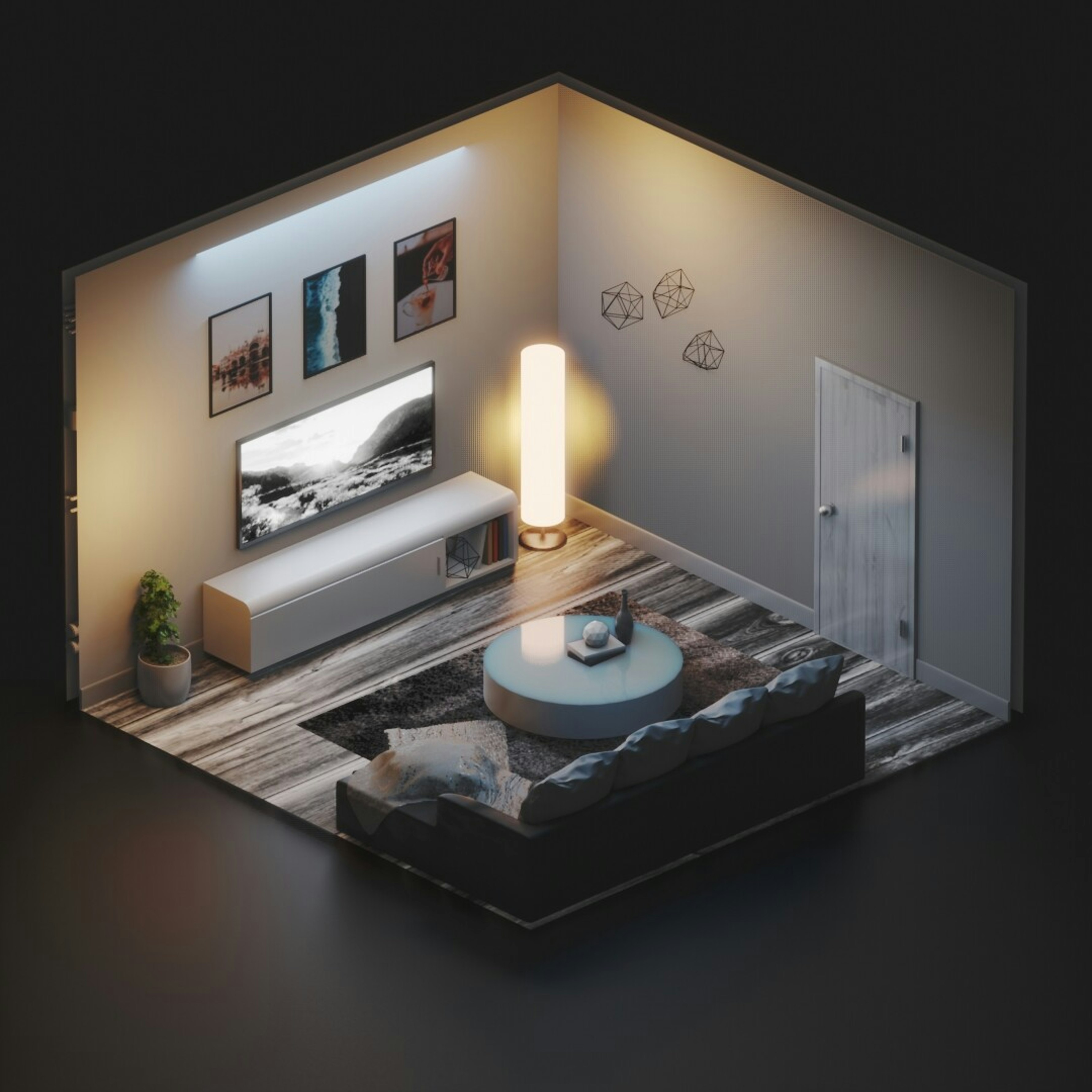 3D and 2D office layout and interior design rendering